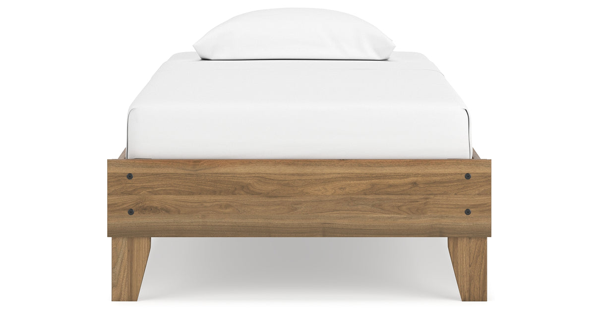 Deanlow Twin Platform Bed with Nightstand in Honey from Ashley - Luna Furniture