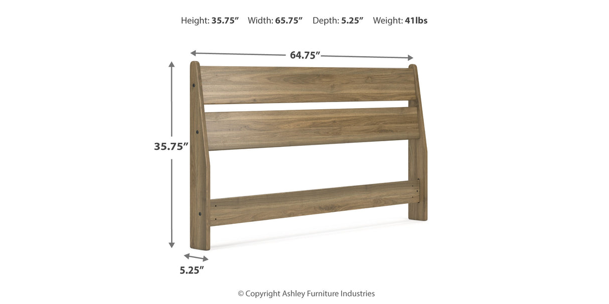 Deanlow Queen Panel Headboard with 2 Nightstands in Honey from Ashley - Luna Furniture