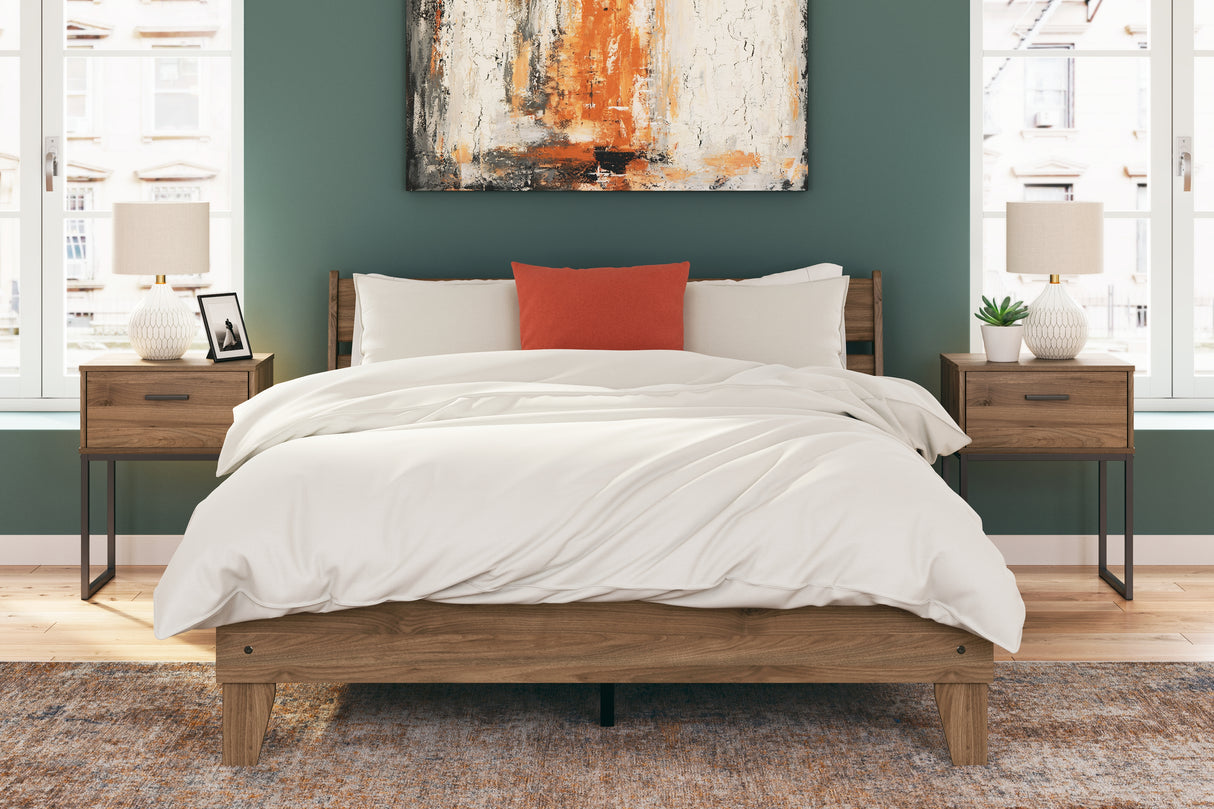 Deanlow Queen Panel Headboard with 2 Nightstands in Honey from Ashley - Luna Furniture