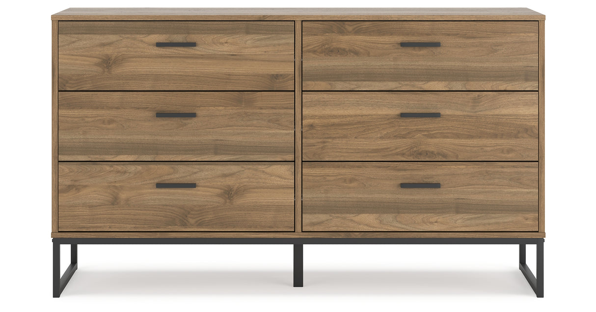 Deanlow Full Panel Headboard with Dresser, Chest and Nightstand in Honey from Ashley - Luna Furniture