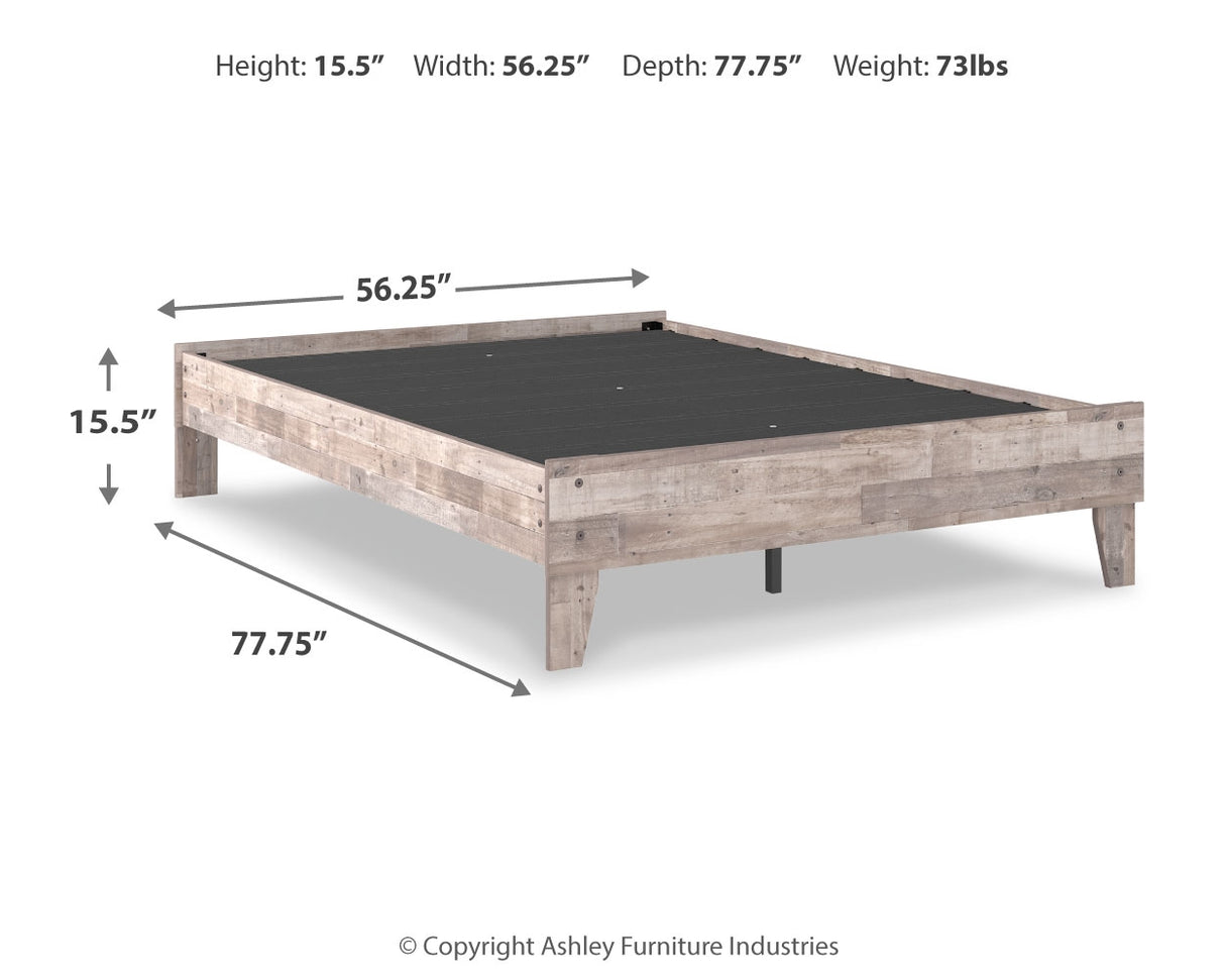 Neilsville Full Platform Bed with Mattress in Whitewash from Ashley - Luna Furniture