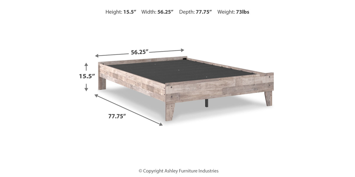 Neilsville Whitewash Full Platform Base Bed from Ashley - Luna Furniture
