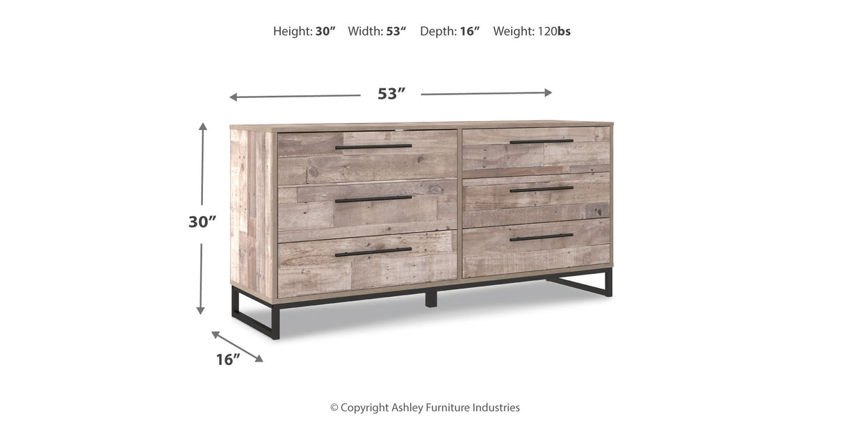 Neilsville Full Platform Bed with Dresser in Whitewash from Ashley - Luna Furniture