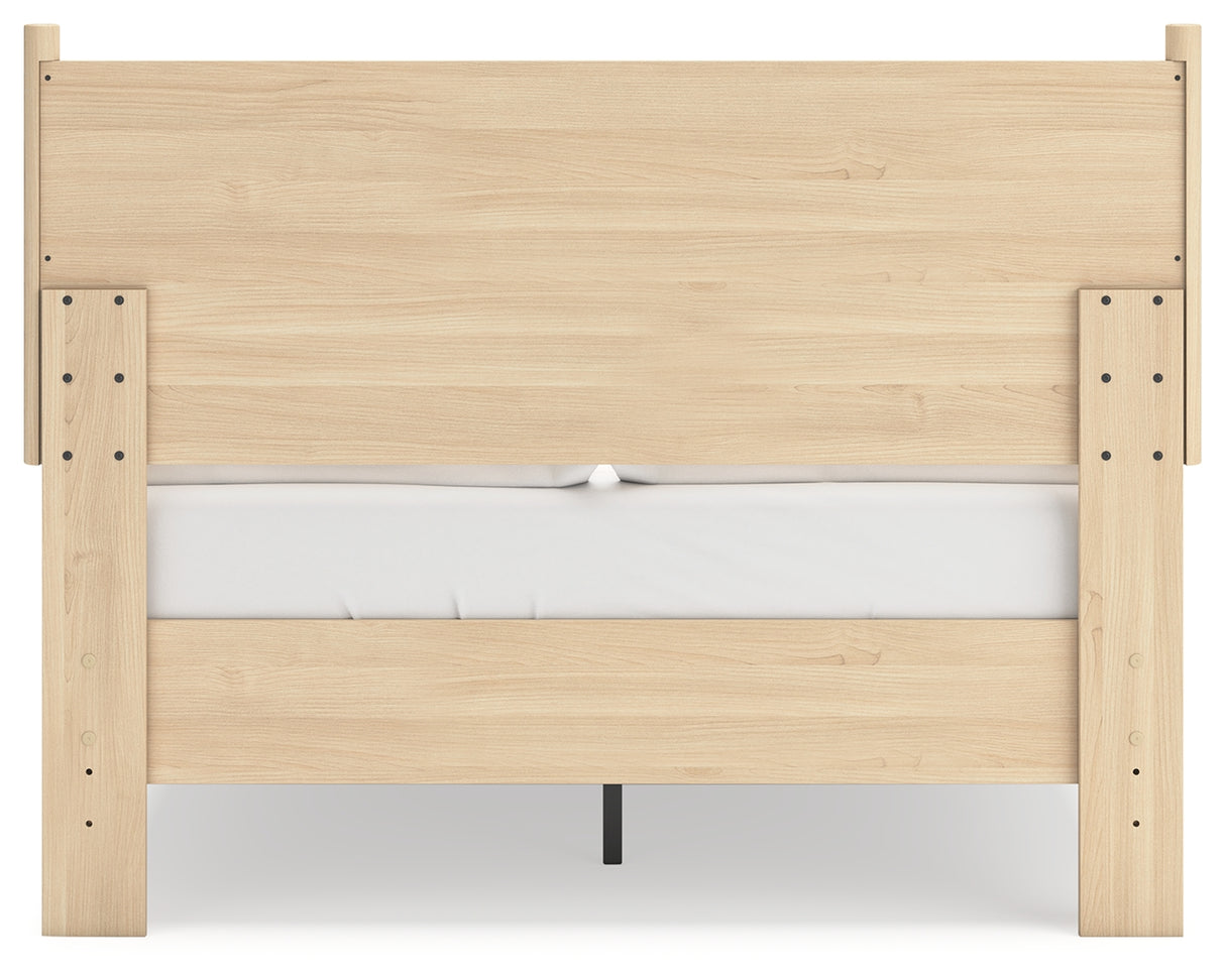 Cabinella Full Panel Headboard with 2 Nightstands in Tan from Ashley Furniture - Luna Furniture