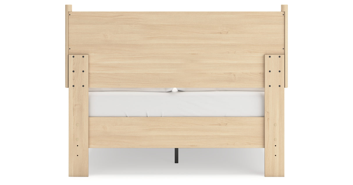 Cabinella Full Platform Panel Bed with 2 Nightstands in Tan from Ashley Furniture - Luna Furniture