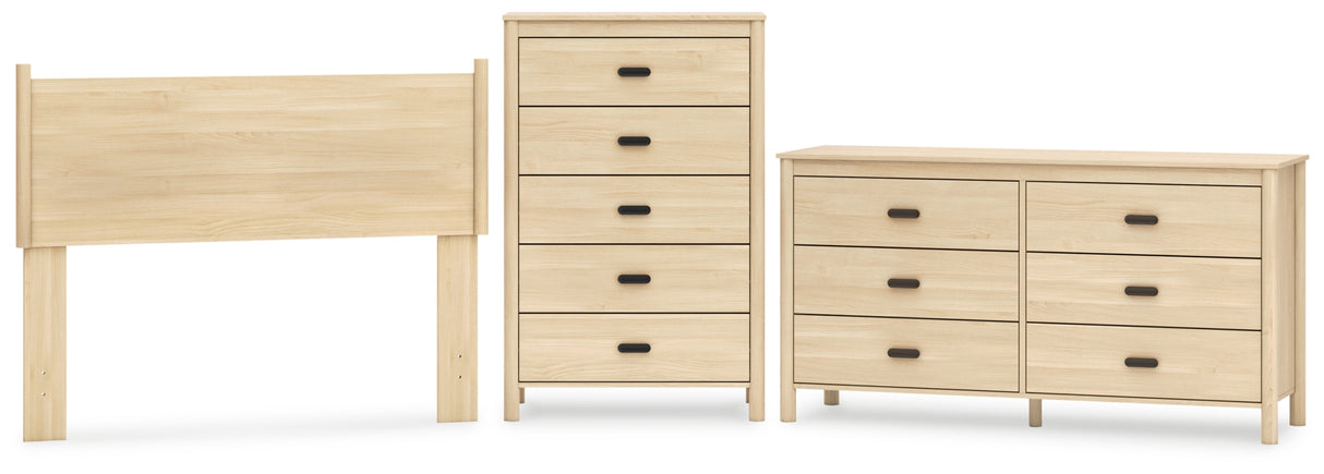 Cabinella Full Panel Headboard with Dresser and Chest in Tan from Ashley Furniture - Luna Furniture