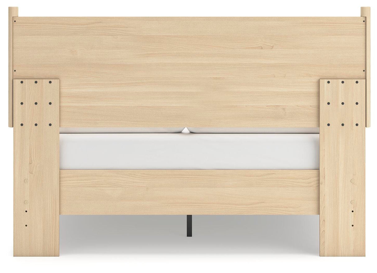 Cabinella Queen Platform Panel Bed with Dresser and Chest in Tan from Ashley - Luna Furniture