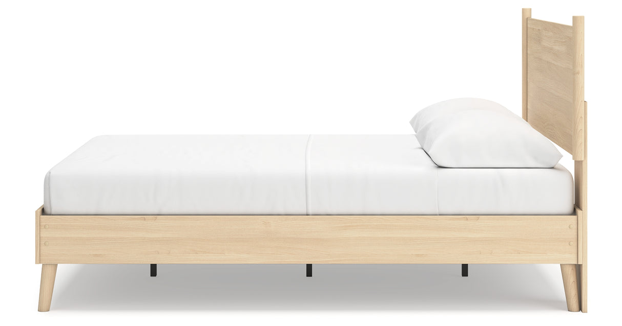 Cabinella Queen Platform Panel Bed with Dresser and Nightstand in Tan from Ashley Furniture - Luna Furniture