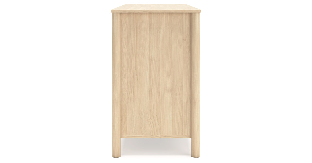 Cabinella Queen Platform Panel Bed with Dresser and Nightstand in Tan from Ashley Furniture - Luna Furniture