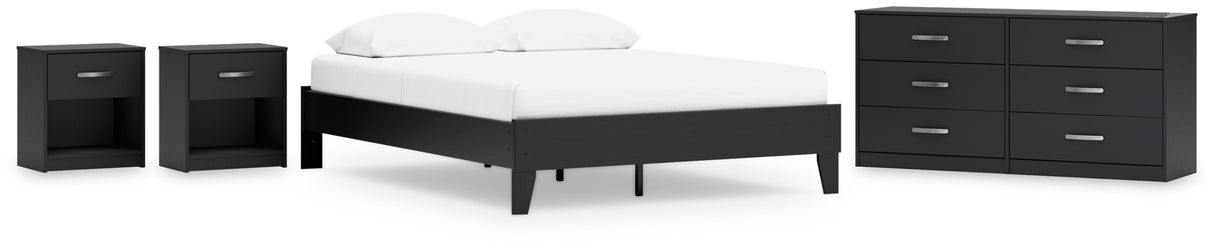 Finch Black Queen Platform Bed with Dresser and 2 Nightstands from Ashley - Luna Furniture