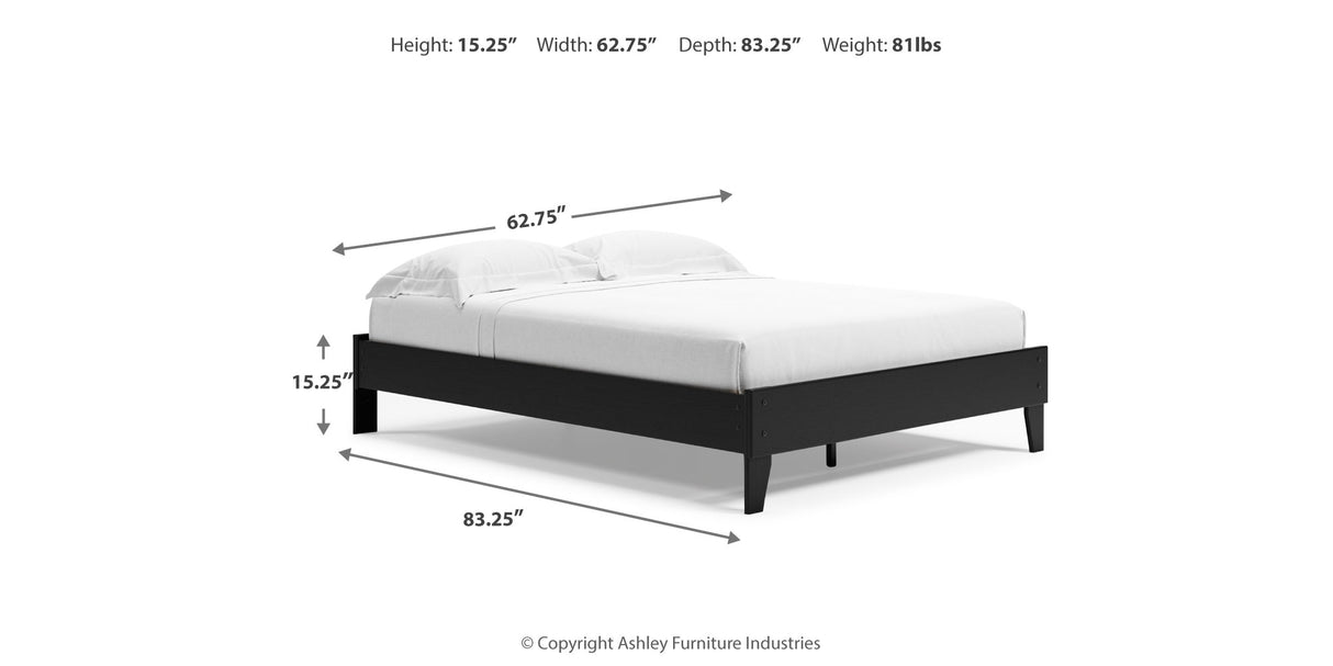 Finch Queen Platform Bed with Mattress in Black from Ashley Furniture - Luna Furniture