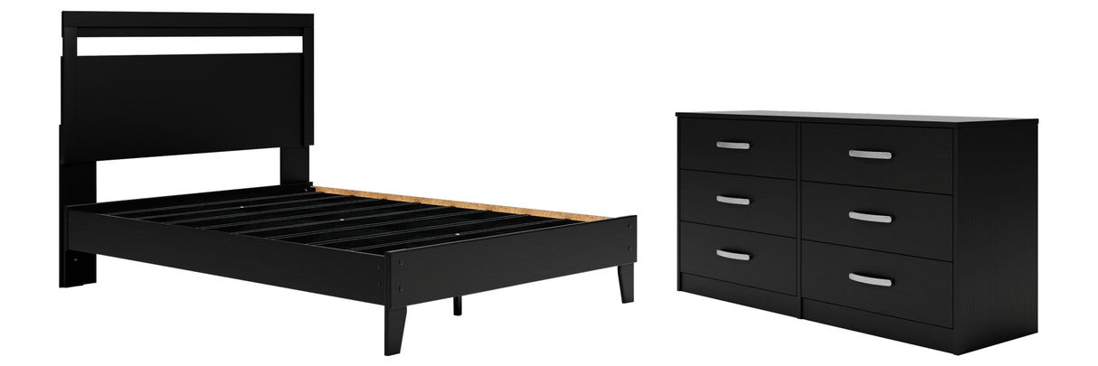 Finch Black/Brown Queen Panel Platform Bed with Dresser from Ashley Furniture - Luna Furniture
