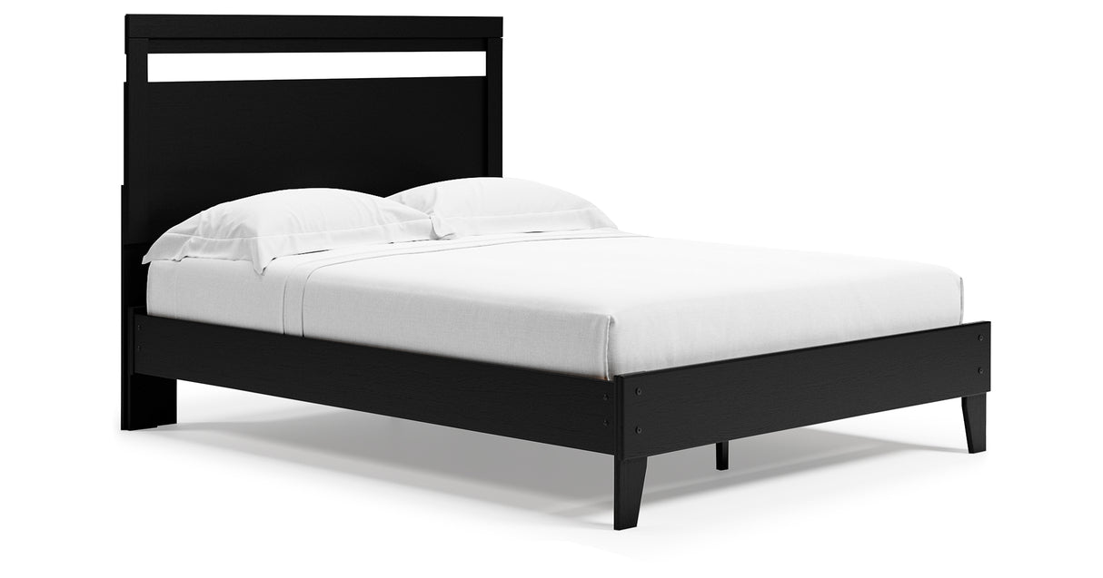 Finch Queen Panel Platform Bed with Dresser, Chest and 2 Nightstands in Black/Brown from Ashley Furniture - Luna Furniture