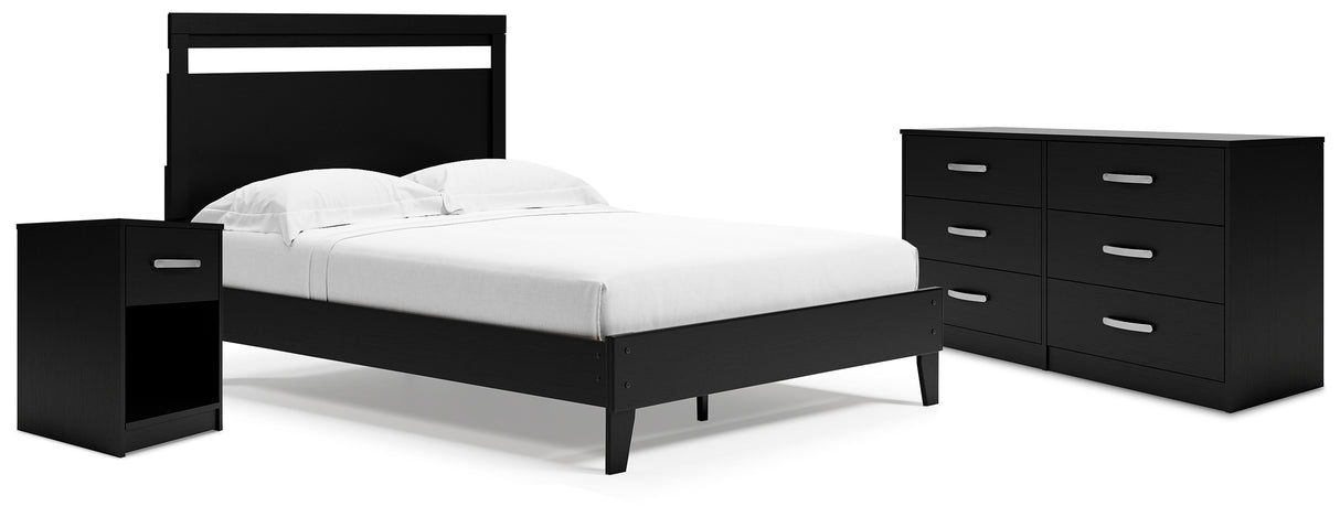 Finch Black Queen Panel Platform Bed with Dresser and Nightstand from Ashley - Luna Furniture