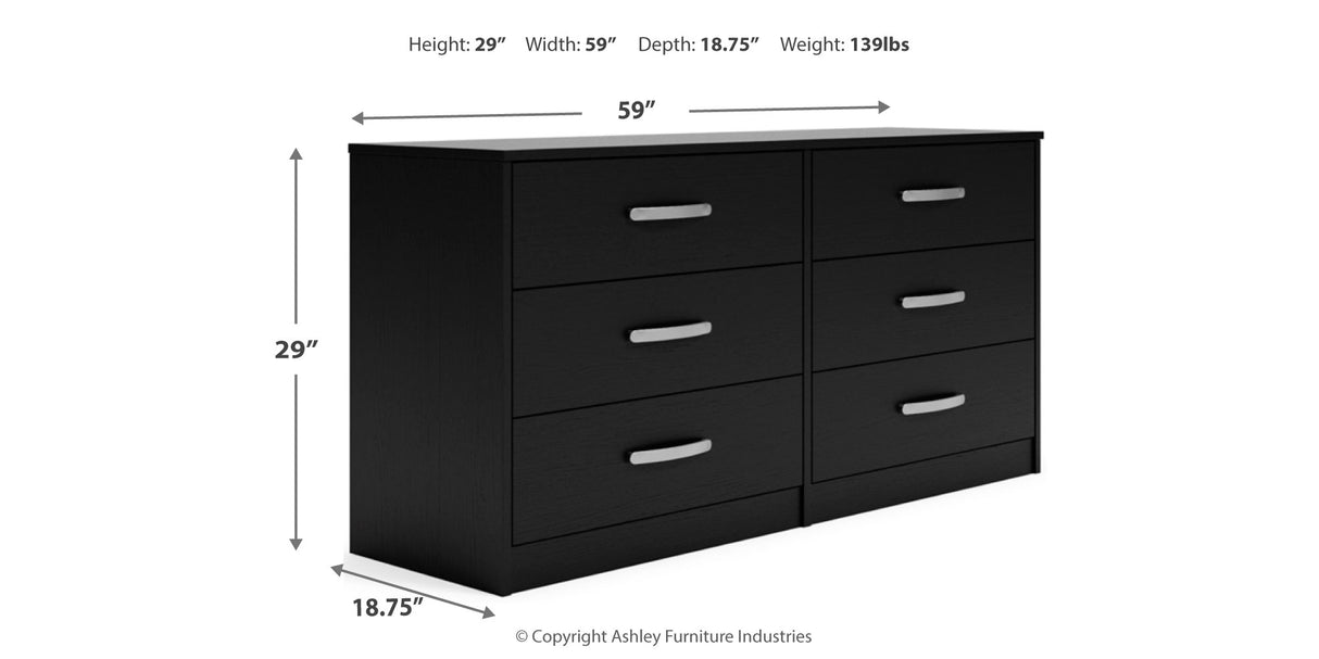 Finch Queen Platform Bed with Dresser in Black from Ashley Furniture - Luna Furniture