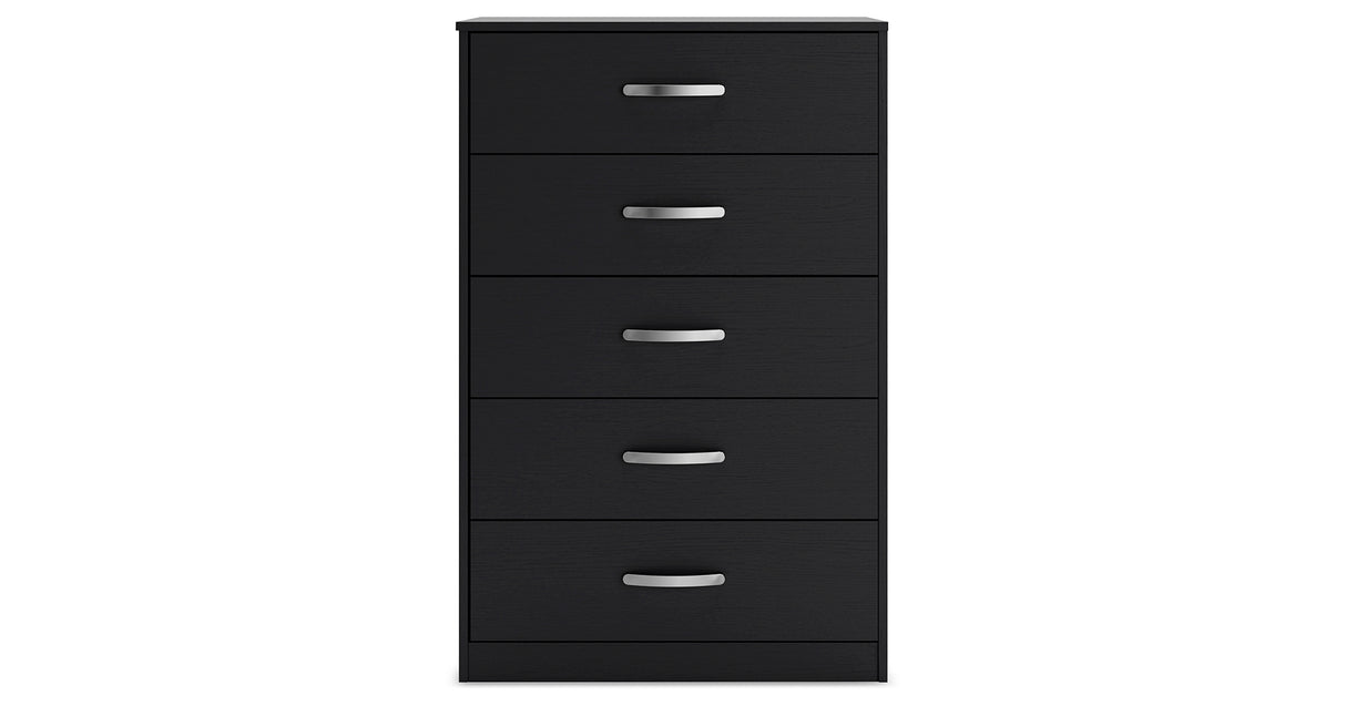 Finch Queen Panel Headboard with Dresser and Chest in Black from Ashley Furniture - Luna Furniture