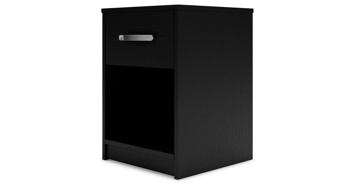 Finch Queen Panel Platform Bed with Dresser, Chest and 2 Nightstands in Black/Brown from Ashley Furniture - Luna Furniture