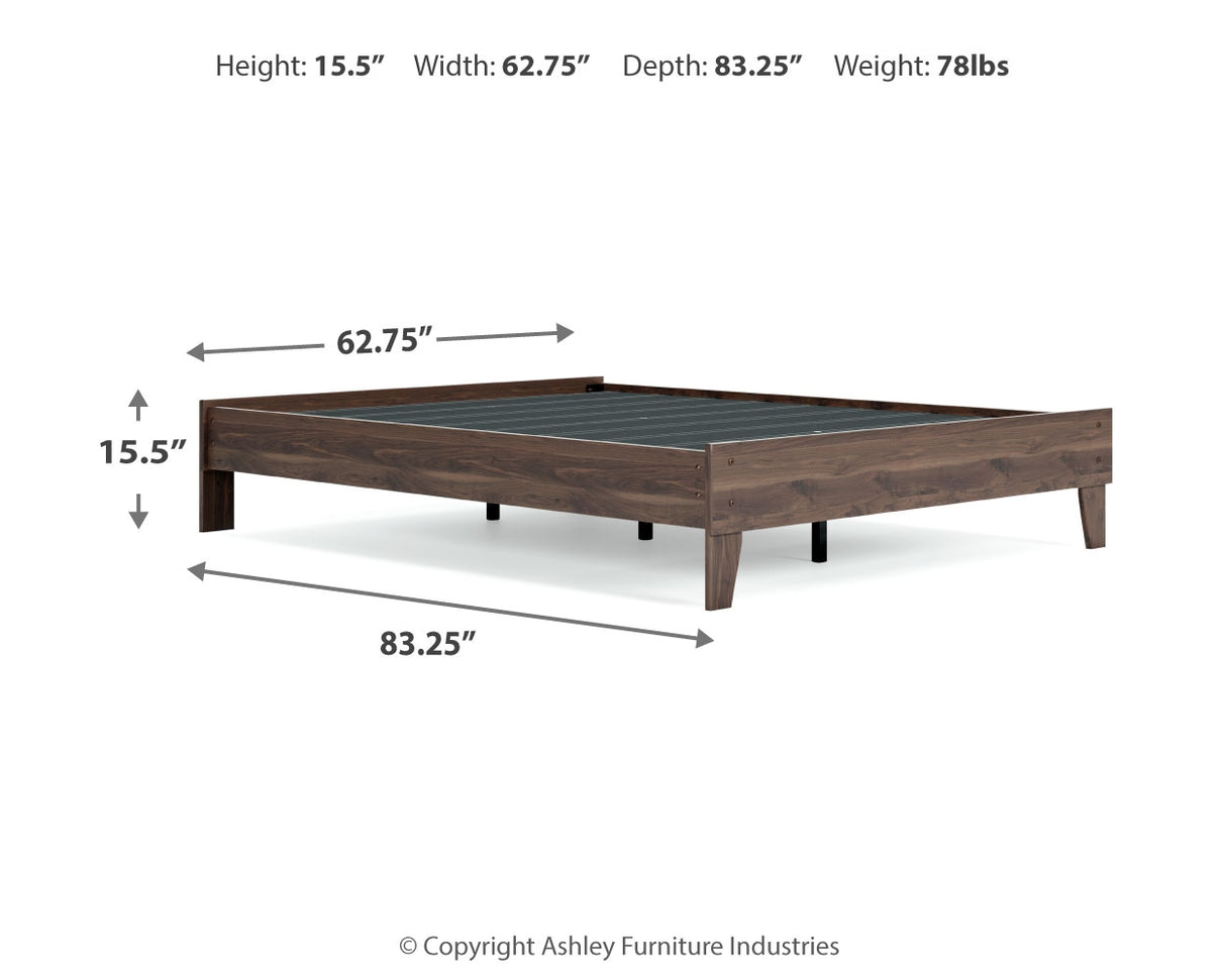 Calverson Queen Platform Bed with Mattress in Mocha from Ashley - Luna Furniture