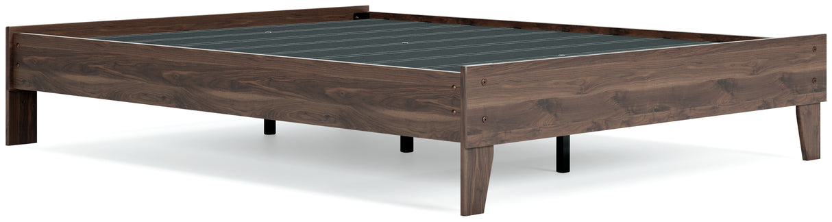 Calverson Queen Platform Bed with 2 Nightstands in Mocha from Ashley - Luna Furniture
