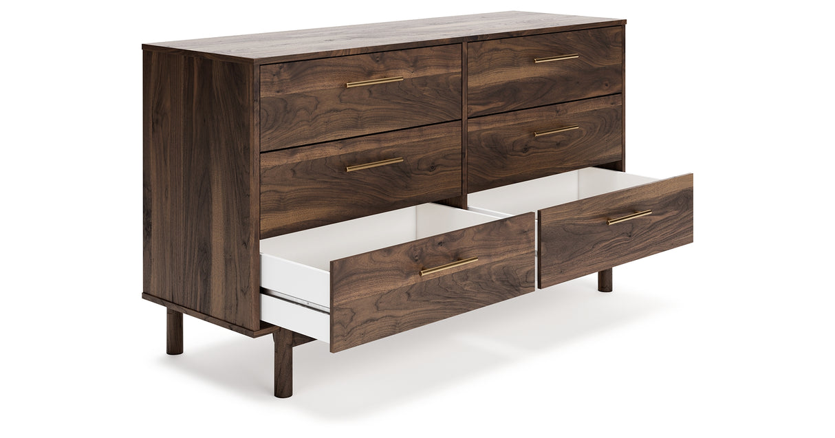 Calverson Mocha Full Platform Bed with Dresser and Chest from Ashley Furniture - Luna Furniture