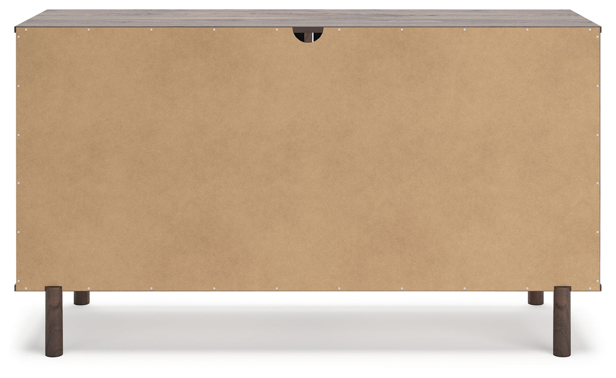 Calverson Mocha Queen Panel Platform Bed with Dresser and Nightstand from Ashley - Luna Furniture