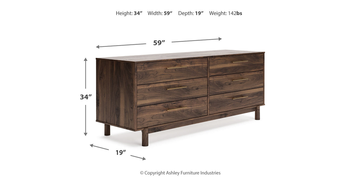 Calverson Mocha Full Platform Bed with Dresser and 2 Nightstands from Ashley Furniture - Luna Furniture