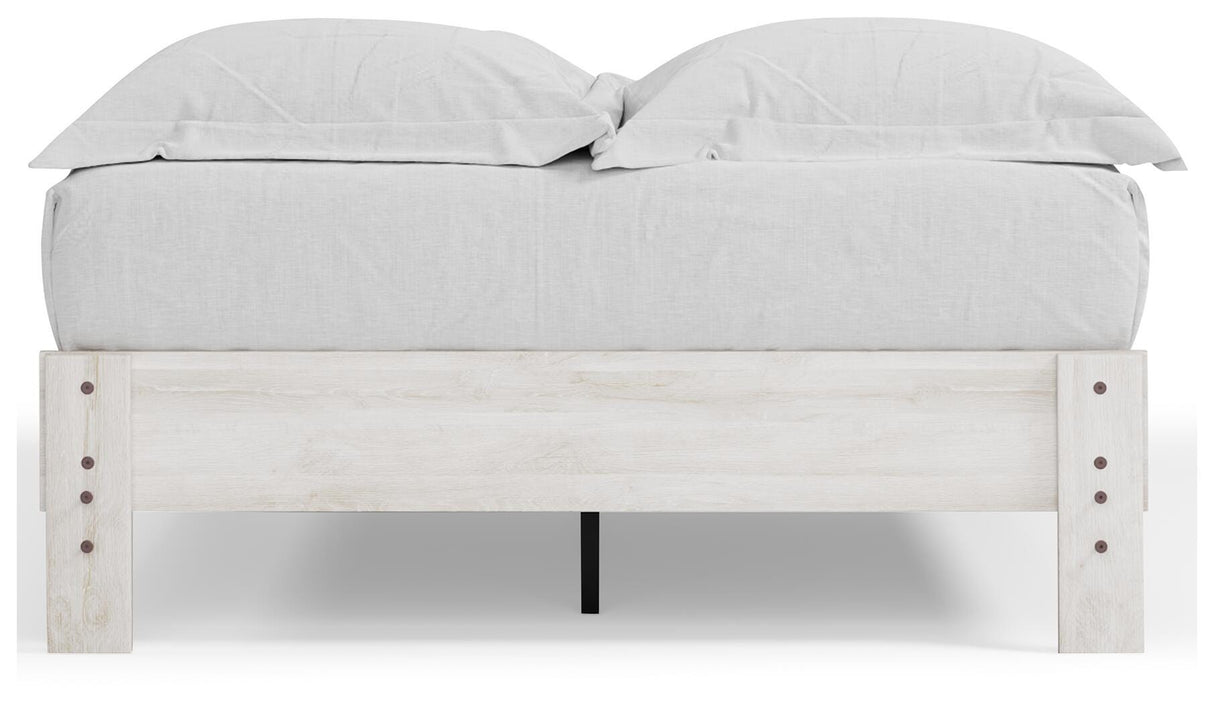 Shawburn Full Platform Bed with 2 Nightstands in Whitewash from Ashley Furniture - Luna Furniture