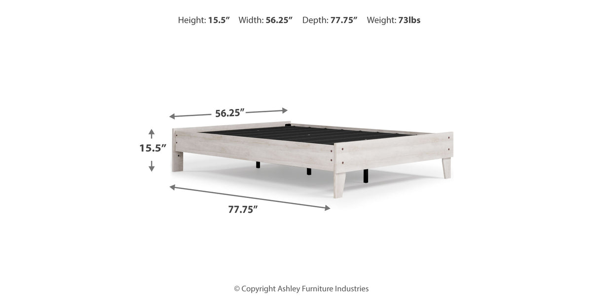 Shawburn Full Platform Bed with Mattress in Whitewash from Ashley - Luna Furniture