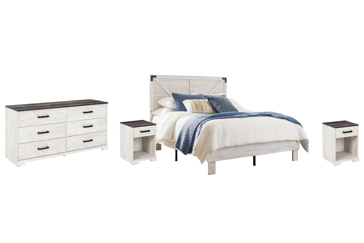 Shawburn Queen Platform Bed with Dresser and 2 Nightstands in White/Dark Charcoal Gray from Ashley Furniture - Luna Furniture
