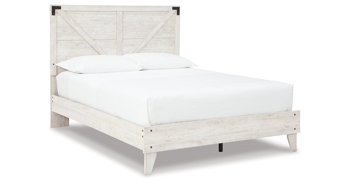 Shawburn Queen Panel Platform Bed with 2 Nightstands in White/Dark Charcoal Gray from Ashley Furniture - Luna Furniture