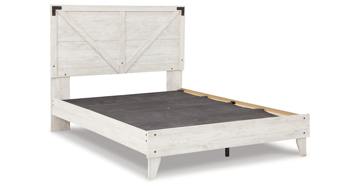 Shawburn Queen Panel Platform Bed with 2 Nightstands in White/Dark Charcoal Gray from Ashley Furniture - Luna Furniture