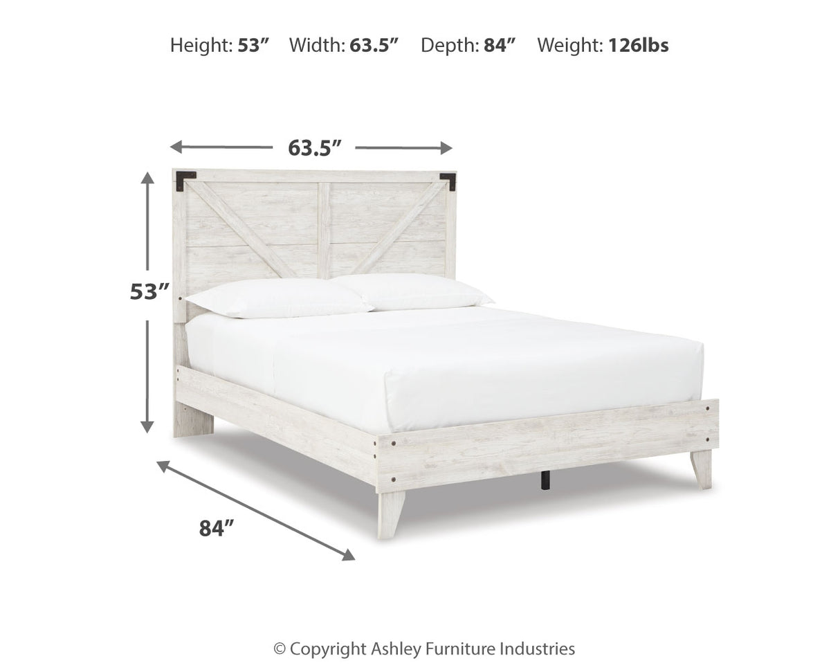 Shawburn Queen Platform Bed with Dresser, Chest and 2 Nightstands in White/Dark Charcoal Gray from Ashley - Luna Furniture