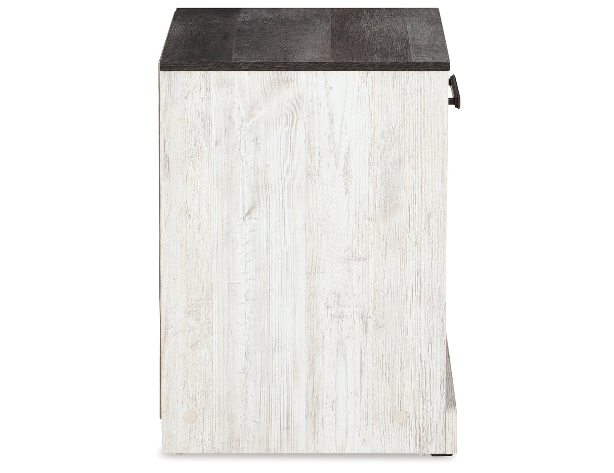 Shawburn Queen Panel Platform Bed with 2 Nightstands in White/Dark Charcoal Gray from Ashley Furniture - Luna Furniture