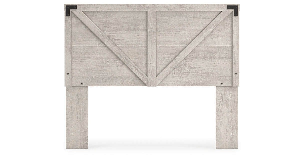 Shawburn Queen Crossbuck Panel Headboard with Dresser in Whitewash from Ashley - Luna Furniture