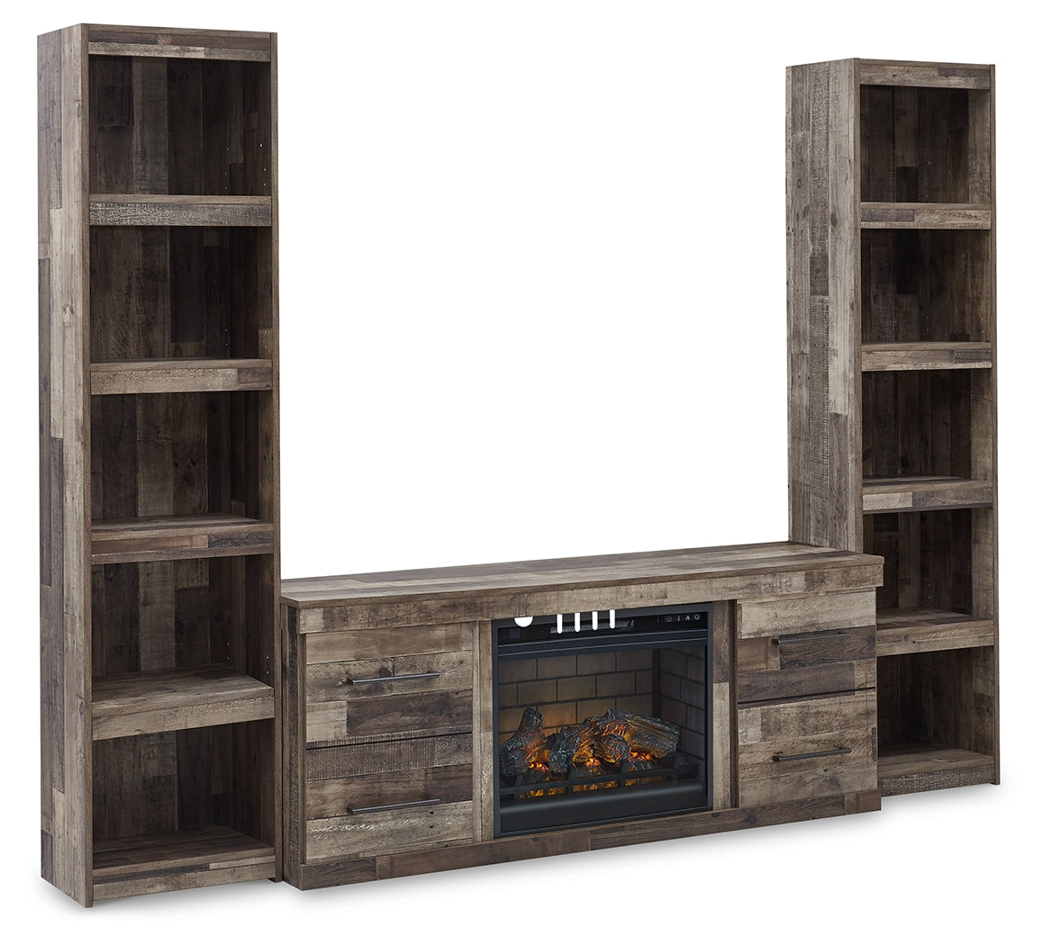 Derekson Multi Gray 3-Piece Entertainment Center with Electric Fireplace from Ashley Furniture - Luna Furniture