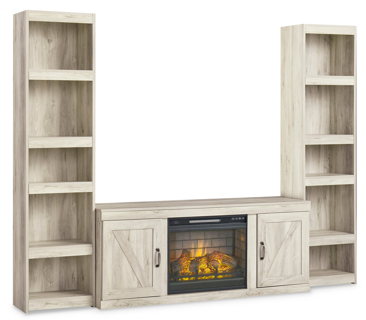 Bellaby Whitewash 3-Piece Entertainment Center with Electric Fireplace from Ashley - Luna Furniture