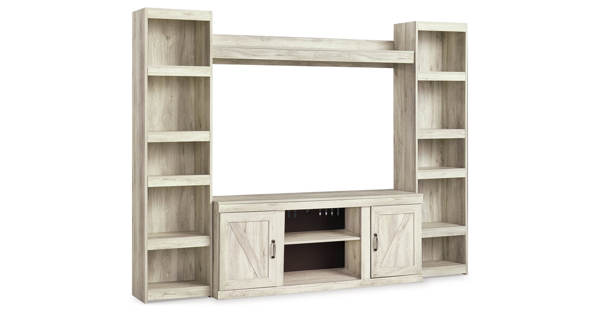 Bellaby Whitewash 4-Piece Entertainment Center from Ashley - Luna Furniture