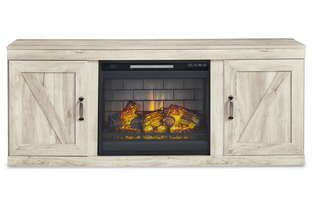 Bellaby Whitewash 4-Piece Entertainment Center with Electric Fireplace from Ashley - Luna Furniture