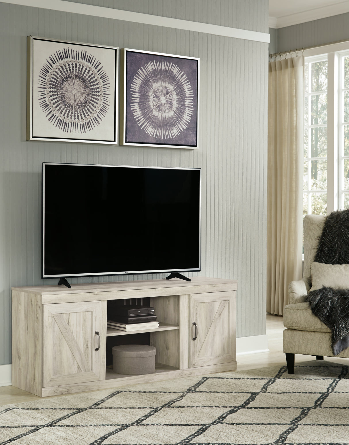 Bellaby Whitewash 4-Piece Entertainment Center from Ashley - Luna Furniture