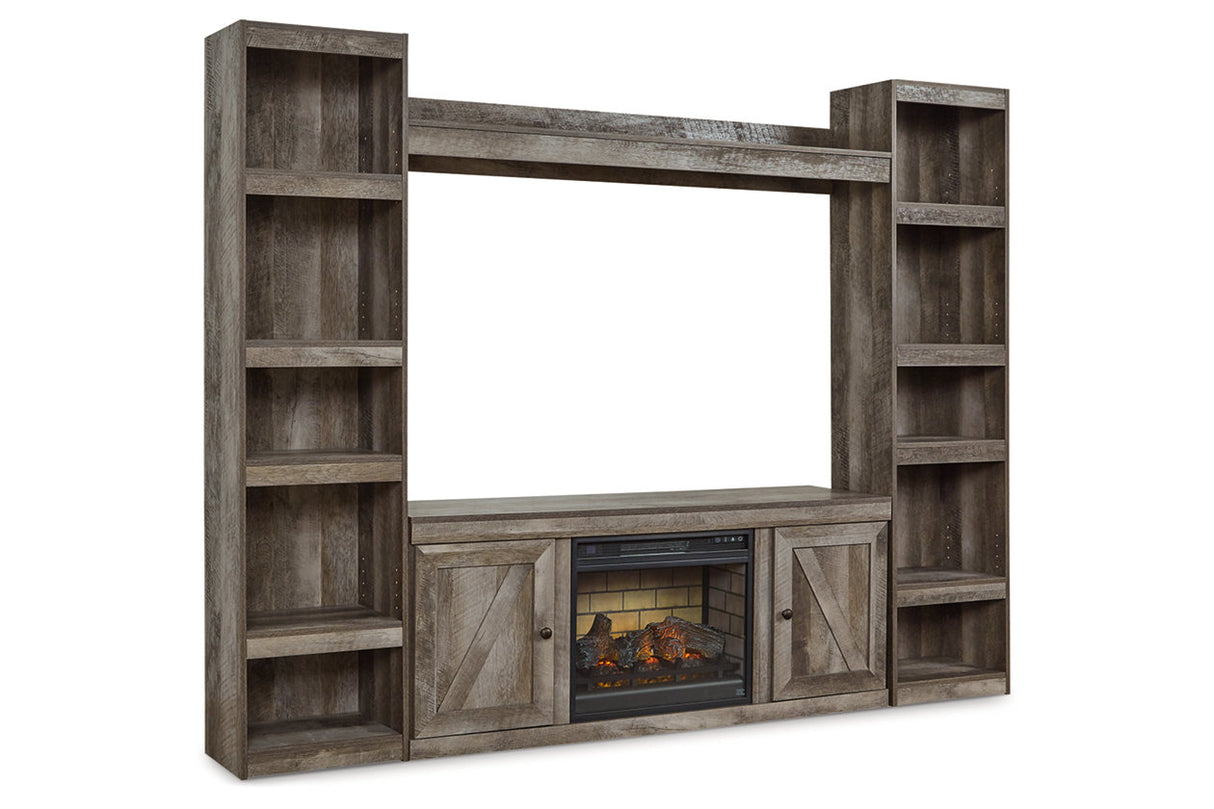 Wynnlow Gray 4-Piece Entertainment Center with Electric Fireplace from Ashley - Luna Furniture