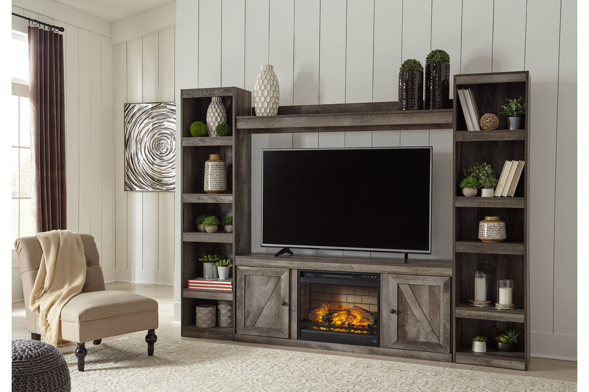 Wynnlow Gray 4-Piece Entertainment Center with Electric Fireplace from Ashley - Luna Furniture