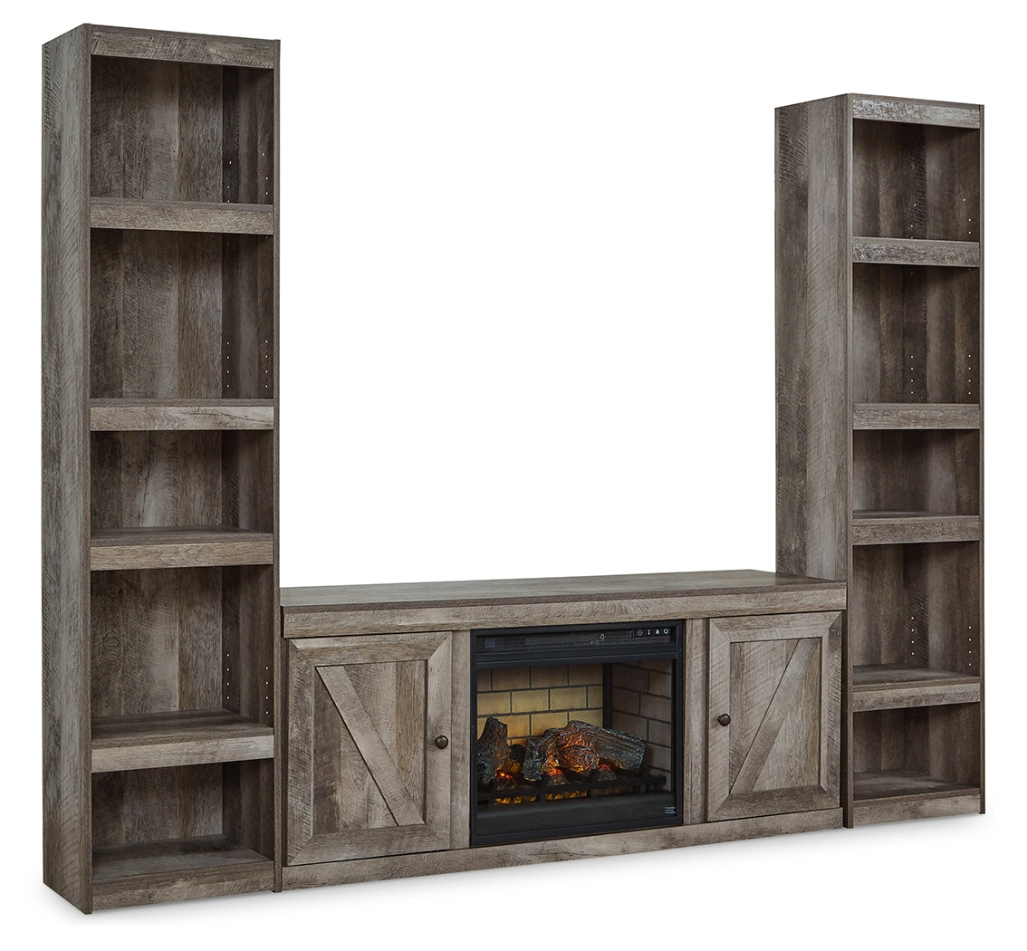 Wynnlow Gray 3-Piece Entertainment Center with Electric Fireplace from Ashley Furniture - Luna Furniture