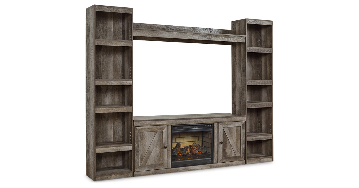 Wynnlow Gray 4-Piece Entertainment Center with Electric Fireplace from Ashley Furniture - Luna Furniture
