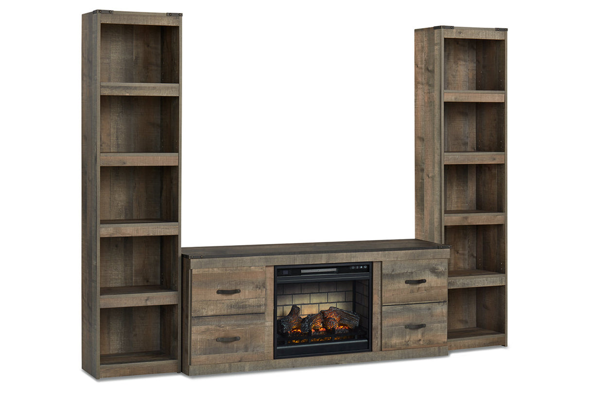 Trinell Brown 3-Piece Entertainment Center with Electric Fireplace from Ashley - Luna Furniture