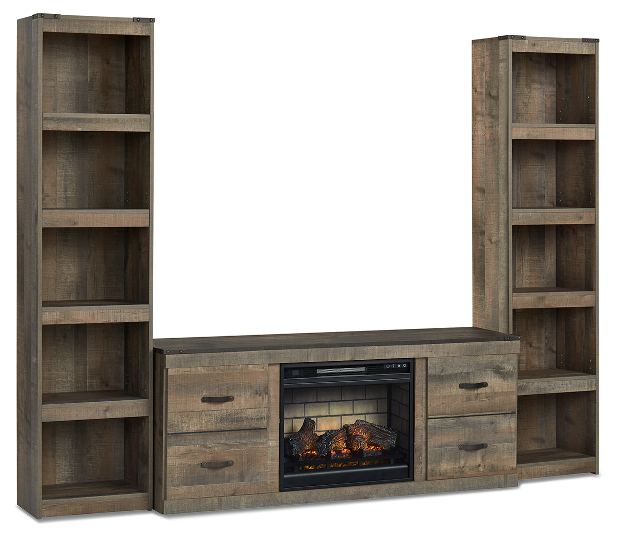 Trinell Brown 3-Piece Entertainment Center with Electric Fireplace from Ashley - Luna Furniture