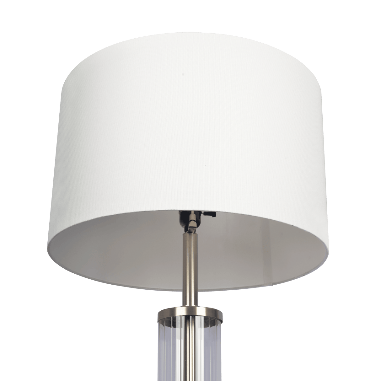 Echo Brushed Nickel Table Lamp with On/Off Switch Clear Glass Body Metal Base from Midinmod - Luna Furniture
