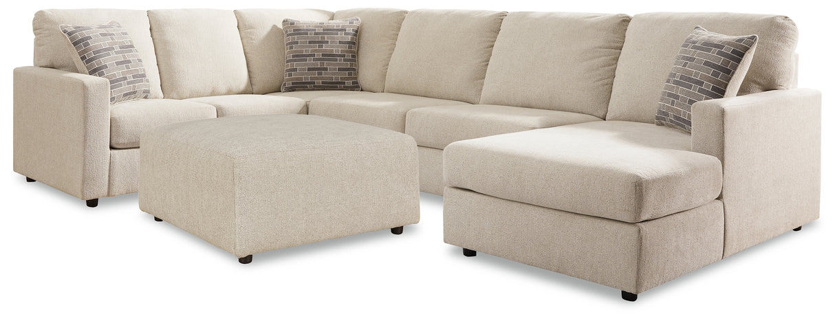 Edenfield Linen 3-Piece Sectional with Ottoman from Ashley - Luna Furniture