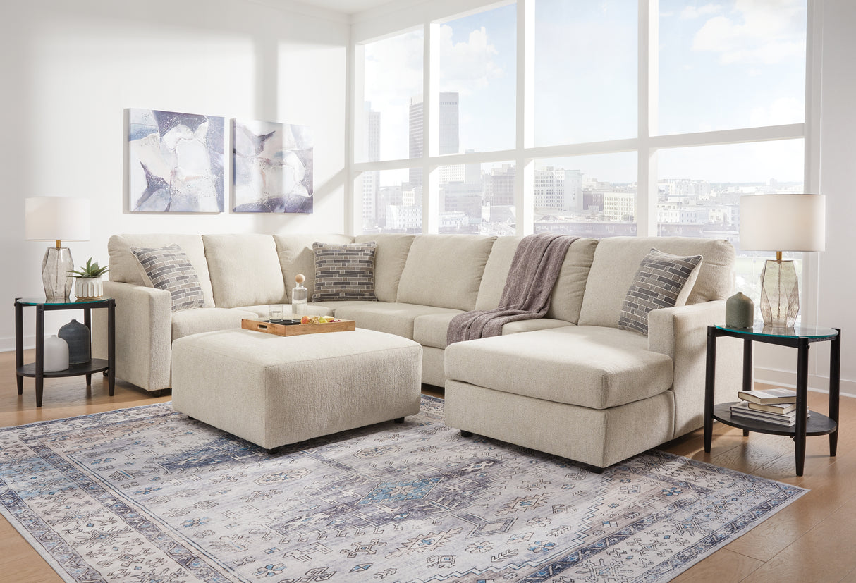 Edenfield Linen 3-Piece Sectional with Ottoman from Ashley - Luna Furniture
