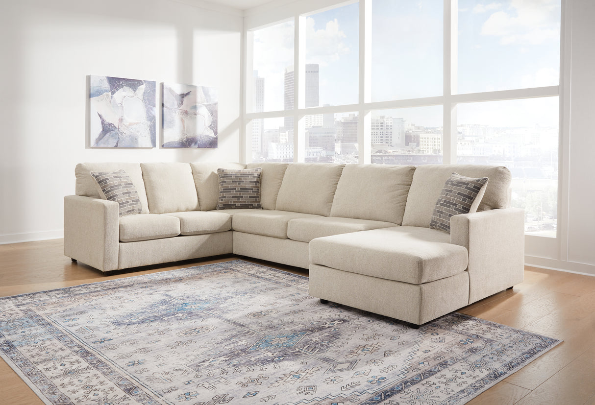 Edenfield Linen 3-Piece Sectional with Ottoman from Ashley - Luna Furniture