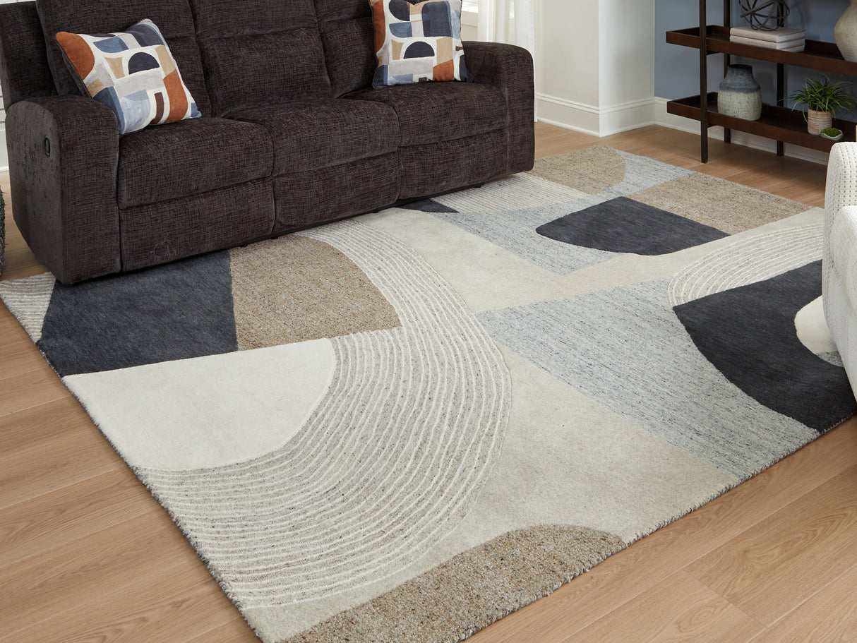 Edrickhill Grayish Teal/Taupe/Cream Large Rug from Ashley Furniture - Luna Furniture